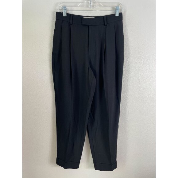 Everlane Womens 2 Black Pleated Trousers Ankle Lyocell Pants - Picture 1 of 9